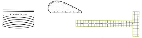 Hem gauge, French curve and T-squares