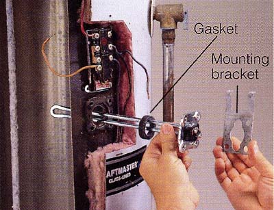 Cold water; Draft hood; Pressure-relief valve; Anode rod; Dip tube; Gas burner; Drain valve